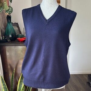 VINTAGE EATON Classic Navy V-Neck Knot Sweater Vest